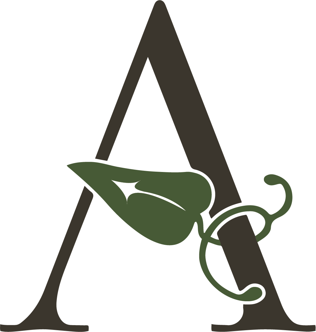 Arrow Senior Living logo featuring a stylized dark letter “A” with a green ivy leaf intertwined.